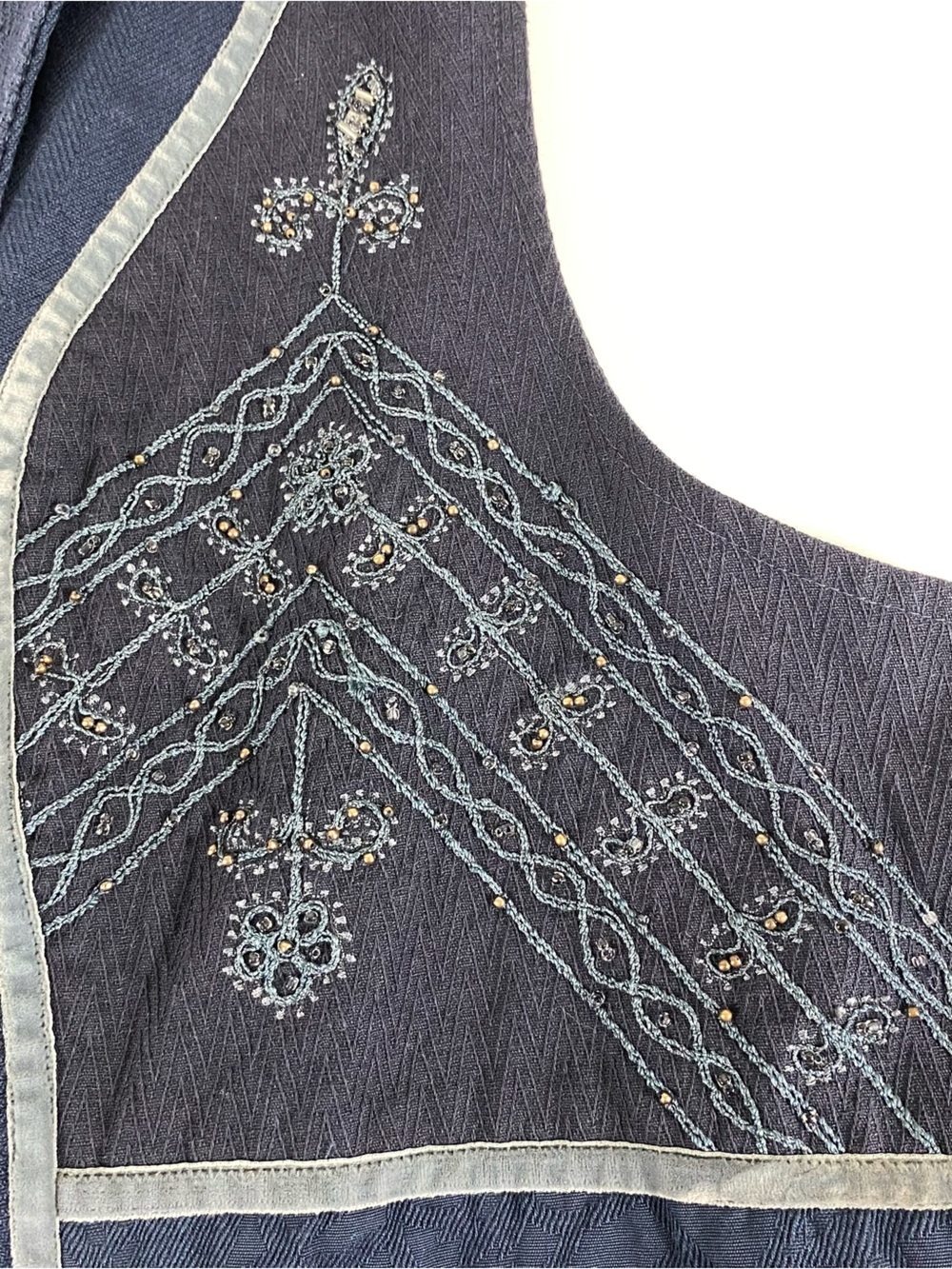 Coldwater Creek Womens Vest Size XL Embroidered Patchwork Artsy Navy Blue $69 - Picture 13 of 14